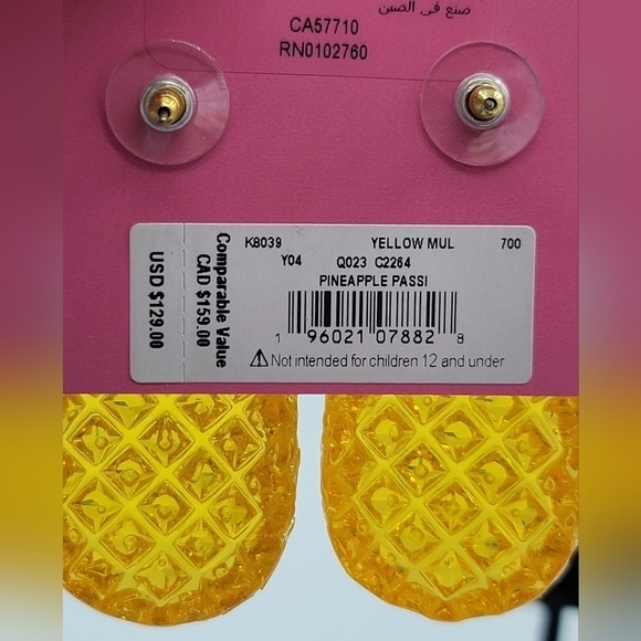 Kate Spade Pineapple Crystal Earrings NWT #842 - Picture 9 of 12
